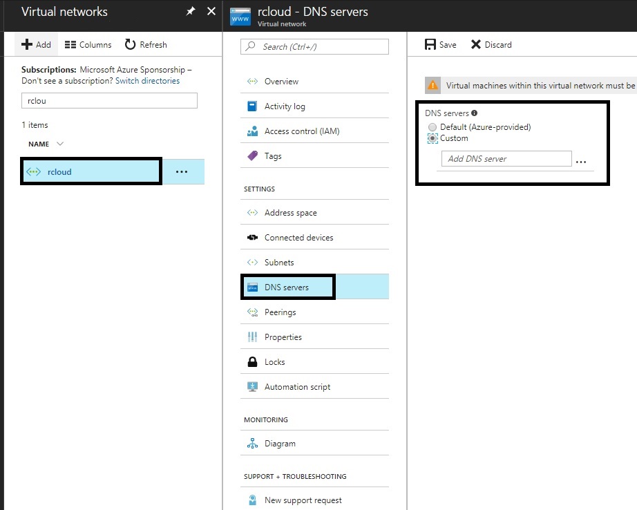 Virtual network DNS1