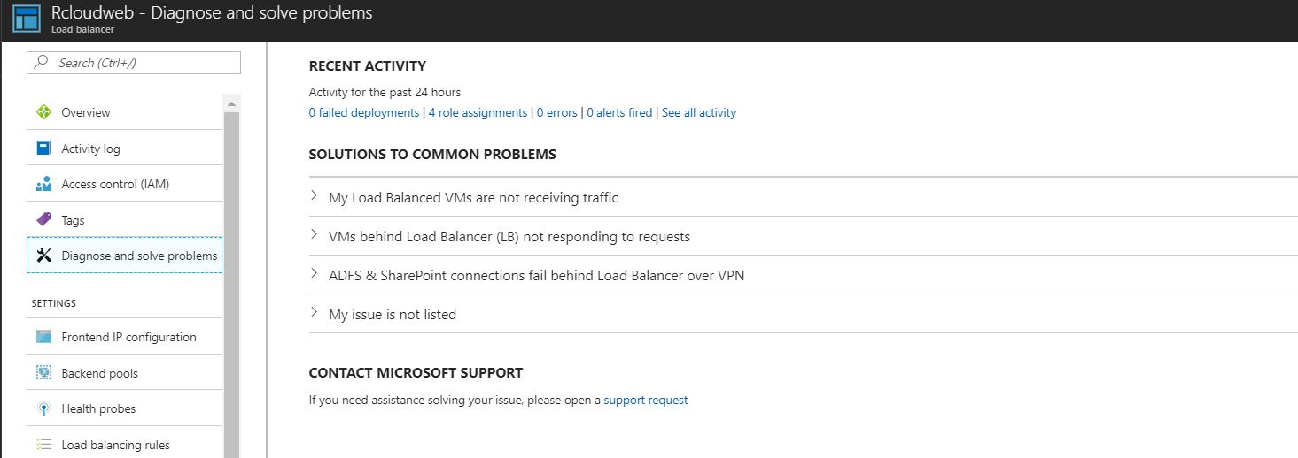 azure load banalcer diagnose and slove problems